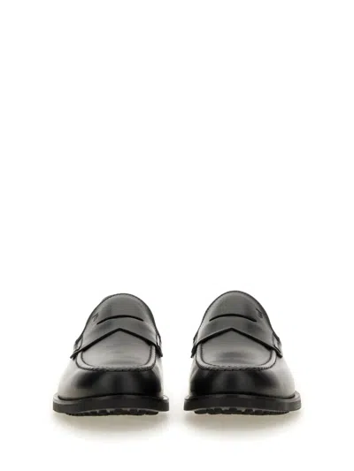 Tod's Leather Loafers With Round Toe And Stitched Detailing In Black