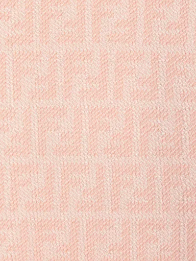 Fendi Ff Jacquard Wool Cardigan In Pink