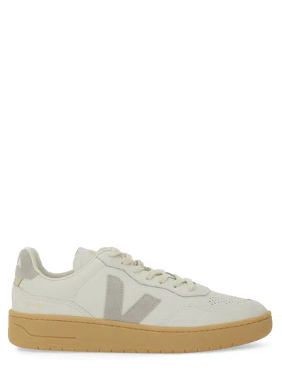 Veja V-90 O.t. Leather Men Sneaker In White Light Grey In Gray
