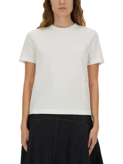Jacquemus Beige Solid Crew Neck T-shirt In White