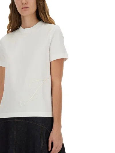 Jacquemus Beige Solid Crew Neck T-shirt In White