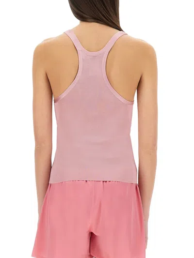 Tom Ford Pink Solid Round Neck Top In Pink