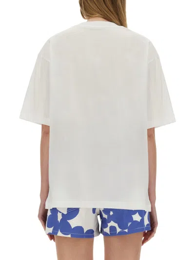 Marni Tee With Logo Floral Print In White