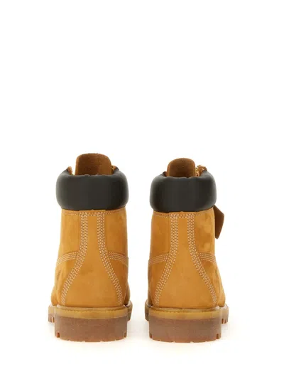 Timberland Laced Ankle Boot With Logo In Yellow