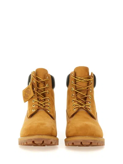 Timberland Laced Ankle Boot With Logo In Yellow