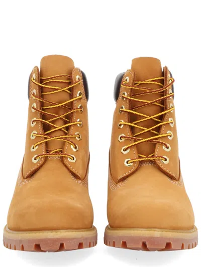 Timberland Laced Ankle Boot With Logo In Yellow