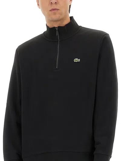 Lacoste Cozy Knitwear Featuring Ribbed Cuffs In Black