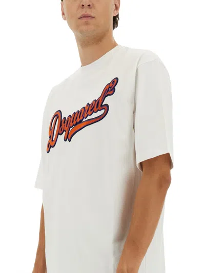 Dsquared2 White Sponge Patch T-shirt In White