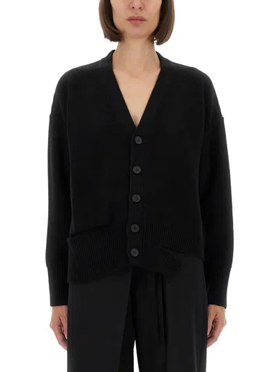 Mm6 Maison Margiela Mm6 By Maison Margiela Relaxed Fit Black Wool Knit Cardigan