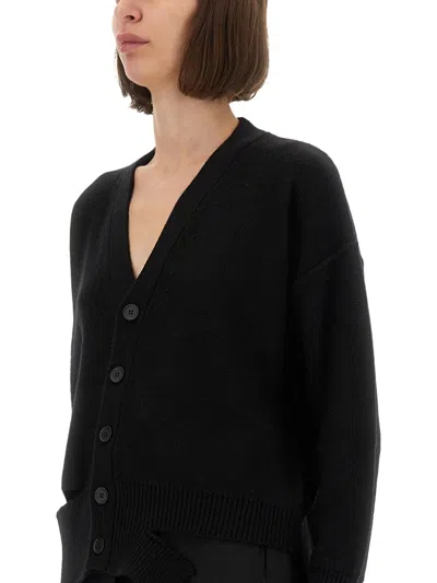 Mm6 Maison Margiela Mm6 By Maison Margiela Relaxed Fit Black Wool Knit Cardigan