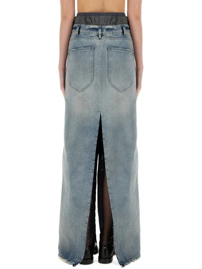Maison Margiela Anonimity Of The Lining Long Denim Skirt In Blue