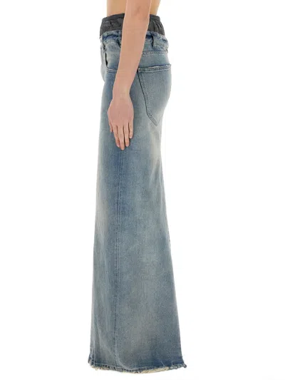 Maison Margiela Anonimity Of The Lining Long Denim Skirt In Blue