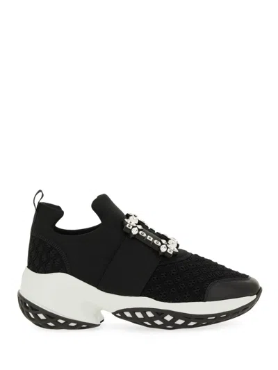 Roger Vivier Run Sneakers With Ridged Rubber Sole In Black