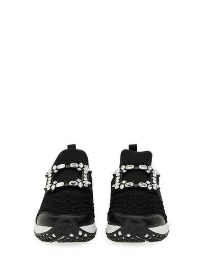 Roger Vivier Run Sneakers With Ridged Rubber Sole In Black
