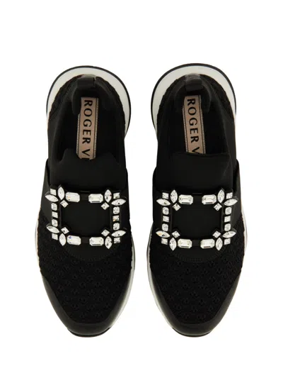 Roger Vivier Run Sneakers With Ridged Rubber Sole In Black