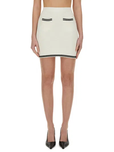 Self-portrait Self Portrait Jacquard Skirt With Bow In White