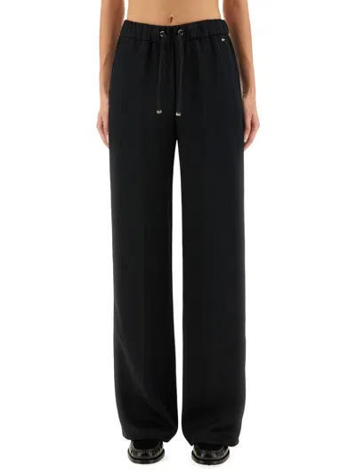 Herno Wide Leg Full Length Resort Trousers In Black