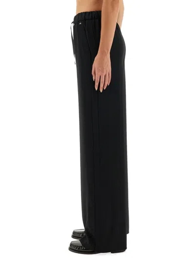 Herno Wide Leg Full Length Resort Trousers In Black