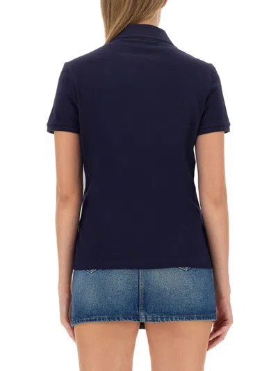 Lacoste Chest Logo-patch Polo Top In Blue
