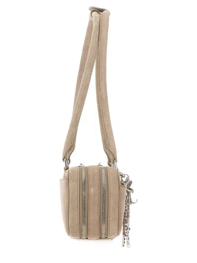 Self-portrait Baguette Shoulder Bag With Charming Embellishments In Neutral