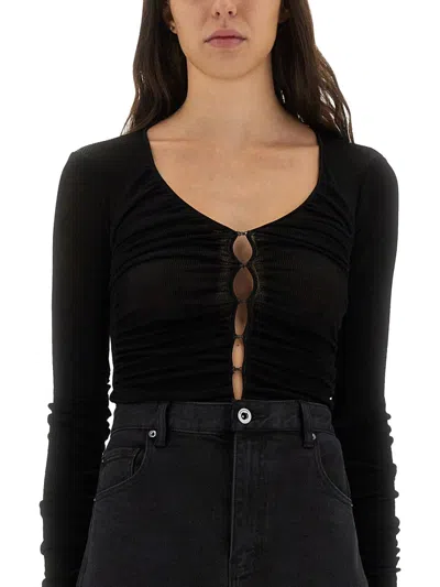 Self-portrait Self Portrait Viscose Knit Top In Black