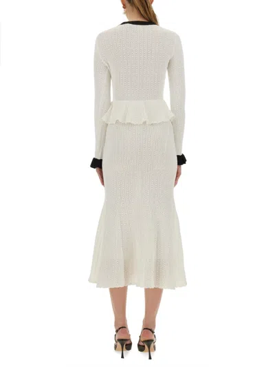 Self-portrait Self Portrait Perforated Knit Midi Dress In White