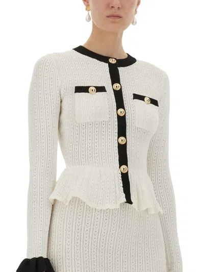 Self-portrait Self Portrait Perforated Knit Midi Dress In White