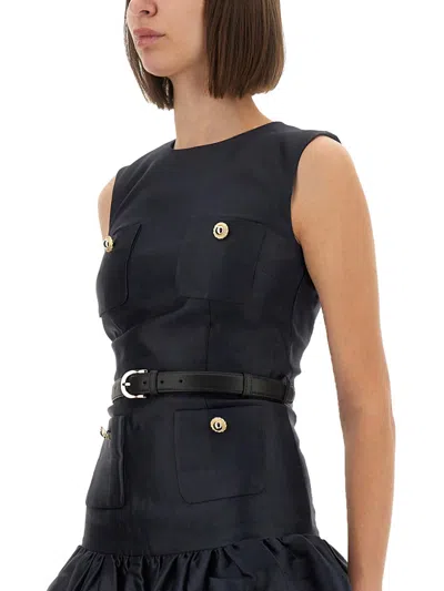 Self-portrait Sleeveless Dress With Pockets Self Portrait In Blue