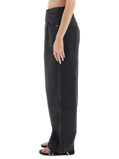Isabel Marant Women 'rodayna' Blue Jeans With Logo Patch On The Rear  In Denim Woman