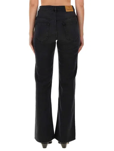 Isabel Marant Wide Leg Trousers Contrast Stitching In Black