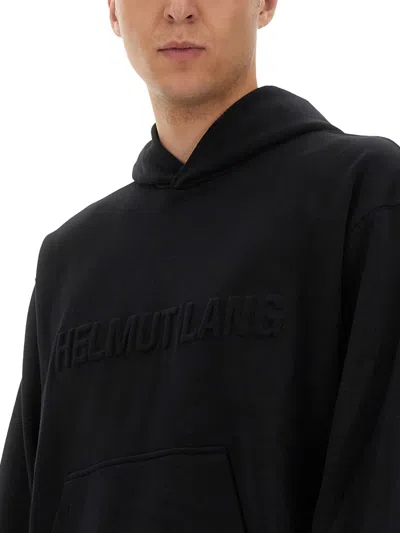 Helmut Lang Sweatshirt With Embossed Logo In Black