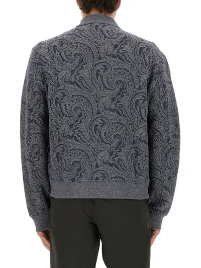 Etro Jacquard Bomber Jacket Featuring Paisley Pattern In Gray
