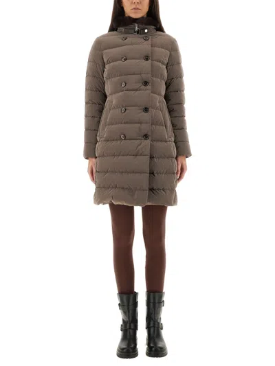 Moorer Double-breasted Long Padded Coat In Brown