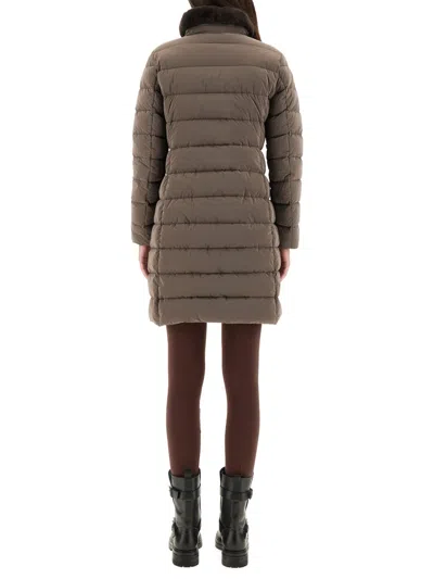 Moorer Double-breasted Long Padded Coat In Brown