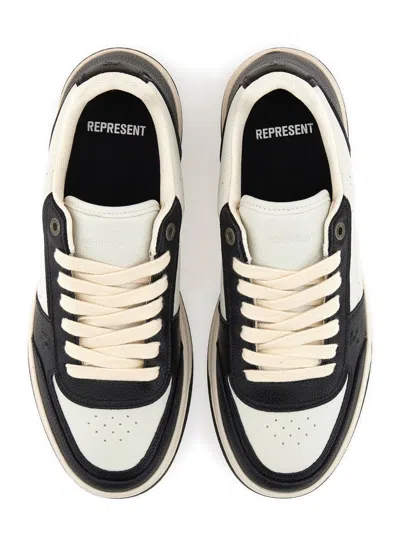 Represent Two Tone Leather And Suede Initial Sneakers In Black