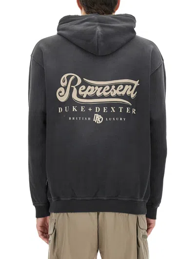 Represent British Hooded Sweatshirt With Kangaroo Pocket In Black