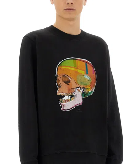 Ps By Paul Smith Ps Paul Smith Skull Sketch Print Sweatshirt In Black