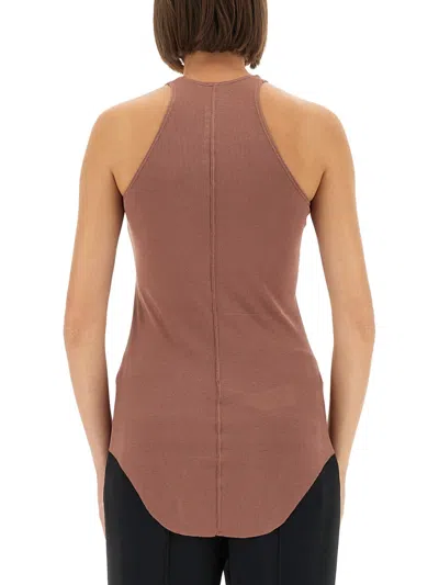 Rick Owens Sleeveless Racerback Top Curved Hem In Pink