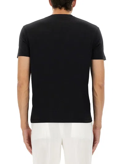 Tom Ford Crewneck T-shirt With Logo Embroidery On The Front And Perforated Design In Cotton Man In Black