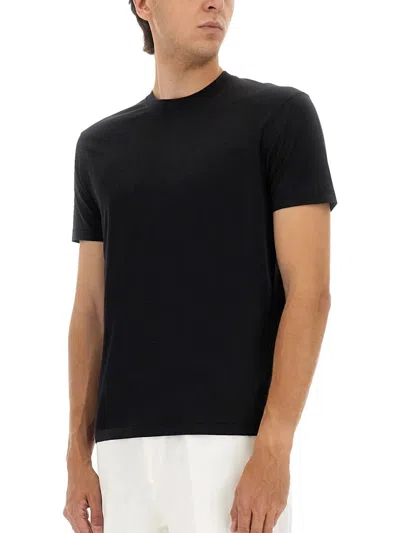 Tom Ford Crewneck T-shirt With Logo Embroidery On The Front And Perforated Design In Cotton Man In Black