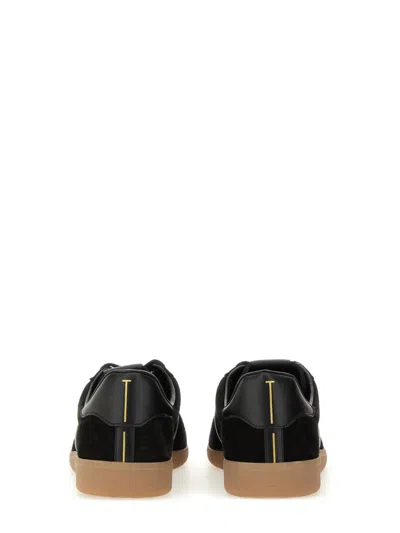 Tom Ford Leather Sneakers With Logo In Black
