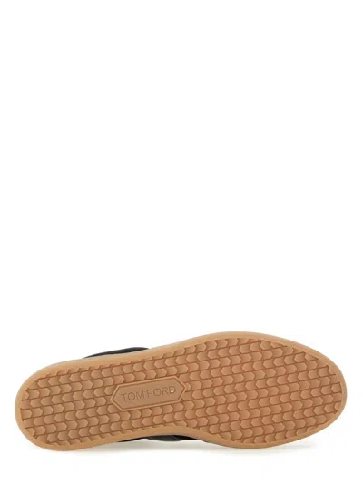 Tom Ford Leather Sneakers With Logo In Black