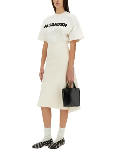 Jil Sander Crewneck Short Sleeves Classic Print T-shirt Clothing In White