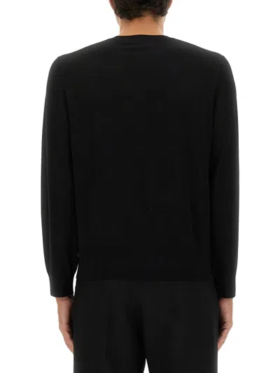 Theory Relaxed Fit Black Wool Sweater With Round Neckline In Black