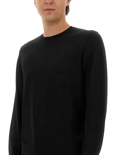 Theory Relaxed Fit Black Wool Sweater With Round Neckline In Black