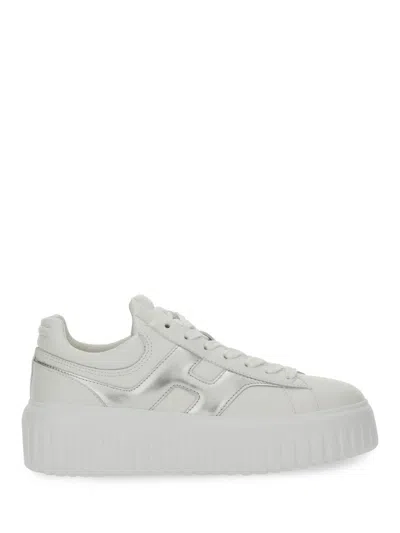 Hogan Women Silver H-stripes Leather Sneakers, 7.5 Luxury Sneakers For Women Darveys In White