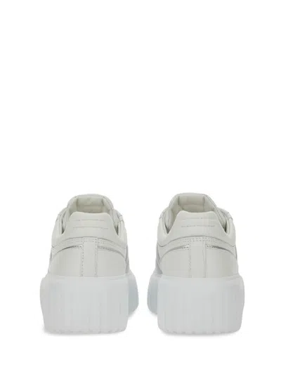 Hogan Women Silver H-stripes Leather Sneakers, 7.5 Luxury Sneakers For Women Darveys In White