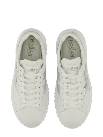 Hogan Women Silver H-stripes Leather Sneakers, 7.5 Luxury Sneakers For Women Darveys In White