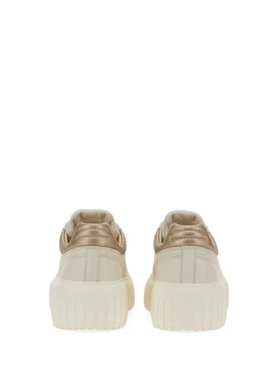 Hogan H-stripes Smooth Leather Sneakers In Neutral
