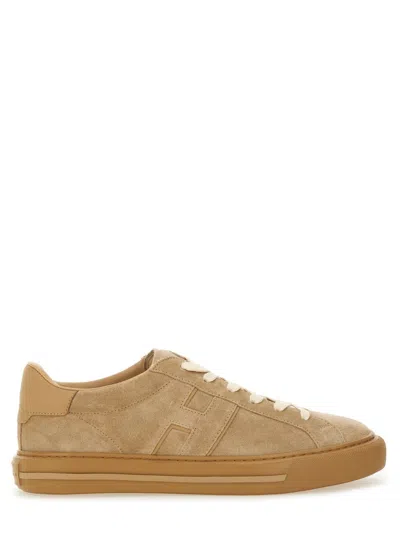 Hogan Low-top Suede Sneakers With Tonal Lateral Detail In Brown
